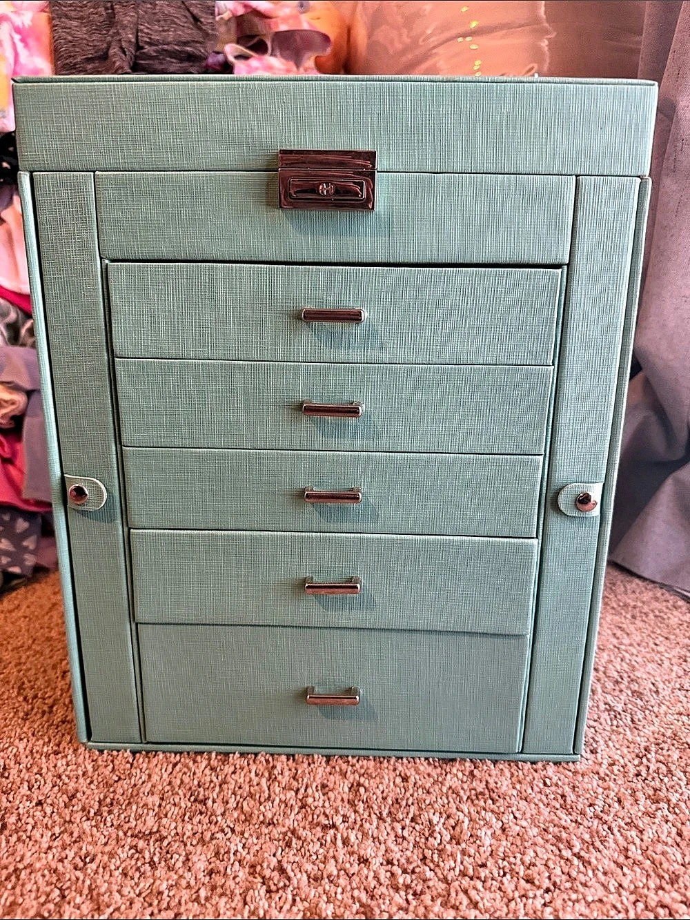 Green & Pink Jewelry Organizer with Drawers